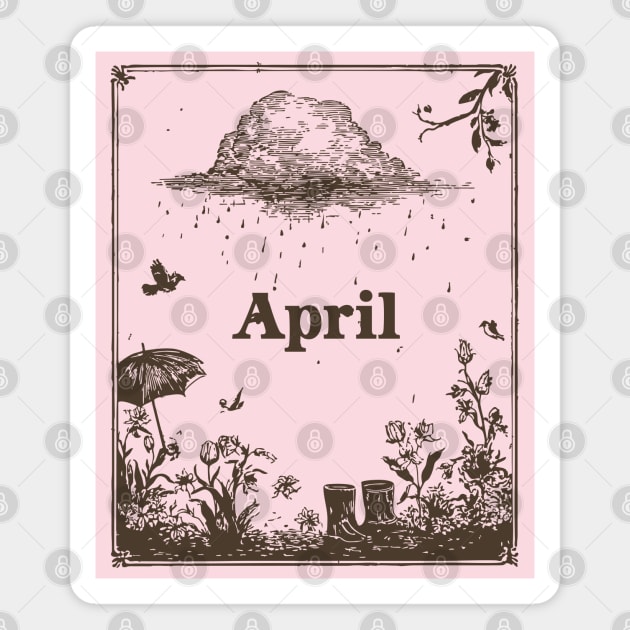 Vintage April Showers Garden Magnet by TuncGK